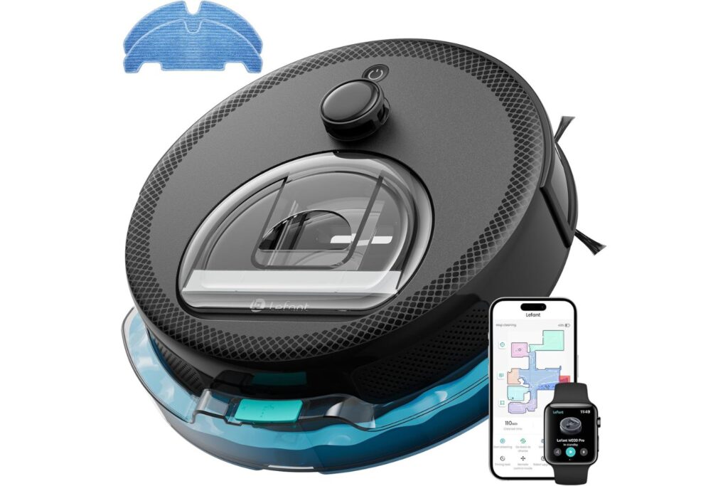 LEFANT M330 Pro Robot Aspirador y Fregasuelos 3 en 1, 150min, 5000Pa de Succión, Navegación dToF, Mapeo, Zonas Virtuales, Evitación de Obstáculos PSD 190°, Conectado por Alexa/App/WiFi