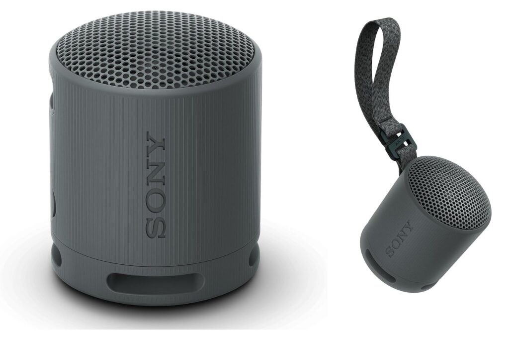 Sony Altavoz Bluetooth SRS-XB100, Ligero, Compacto, Altavoz Resistente al Agua y al Polvo IP67, hasta 16 h de batería, Correa Adaptable, Negro