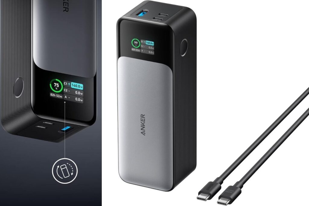 Anker Power Bank Carga Rapida 737, Cargador Portátil de 24,000 mAh y con 3 Puertos, 140 W, Compatible con iPhone Serie 16/15, Samsung, MacBook, etc.