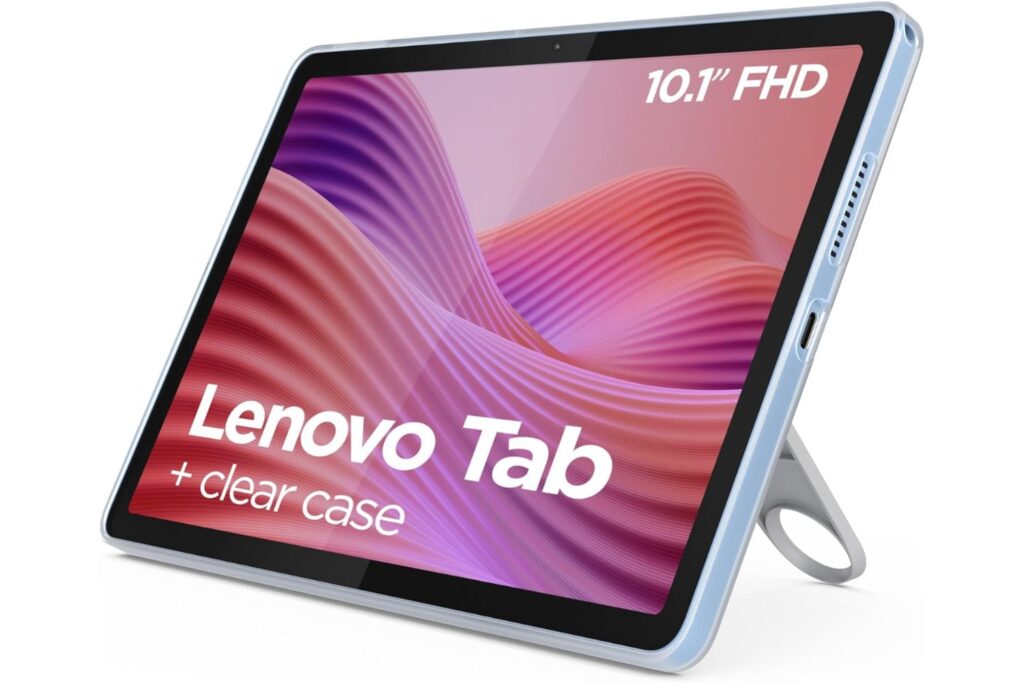 Lenovo Tab – Tablet 10.1" WUXGA (MediaTek Helio G85, 4 GB RAM, 128 GB, 60 Hz, 2 Altavoces, Wi-Fi 5, Bluetooth 5.3, Android 14) Color Azul Polar – Incluye Case Transparente con Soporte Incorporado