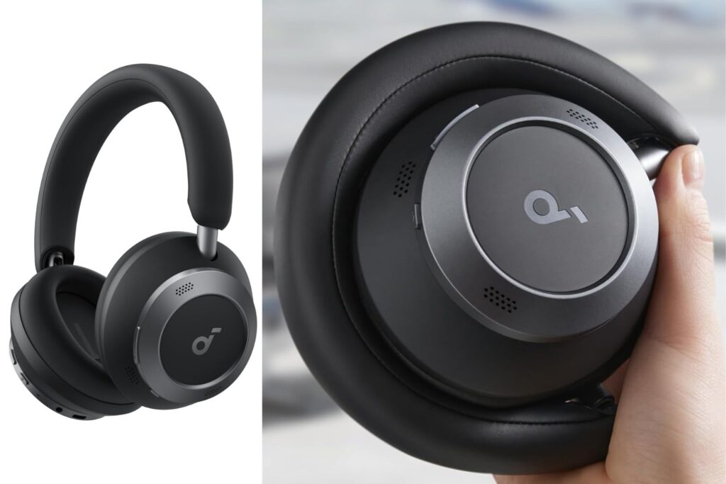 Soundcore Space One Pro de Anker, Auriculares con Cancelación de Ruido Activa Adaptativa con 6 Micrófonos, Diseño Muy Plegable, Audio sin Pérdidas 60H, Carga Ultrarrápida, Inalámbrico Hi-Res con LDAC