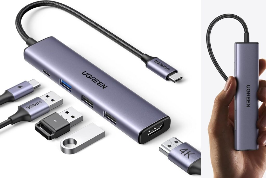UGREEN Revodok 105 Hub USB C HDMI 4K Adaptador Tipo C 5 en 1 con 100W PD Carga Compatible con MacBook Pro Air M3 M2 M1, iPad, iPhone 16 Plus MAX, Galaxy S24 Ultra, Surface