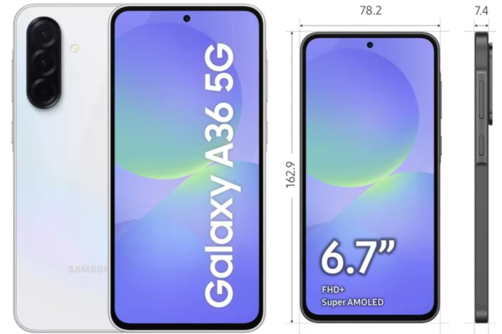 Samsung Galaxy A36 5G Snapdragon 6 Gen 3 Pantalla de 6,7" Super AMOLED, 120Hz, Cámara de 50MP, 5000 mAh, 45W, NFC, IP67