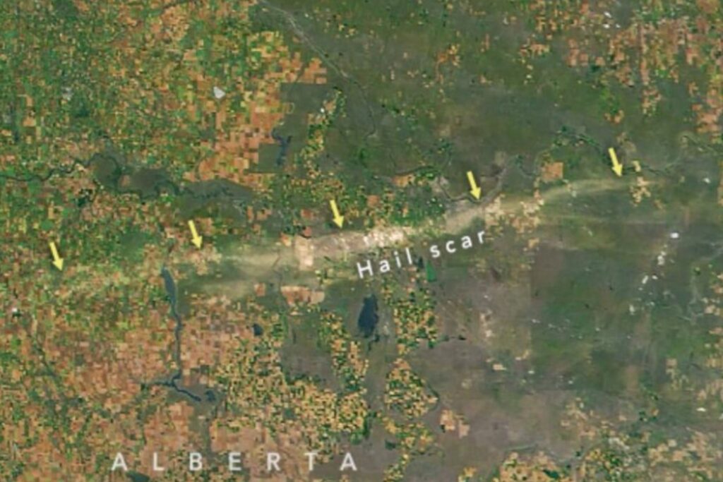 Canadá: un granizo “cicatriz” de 200 km visible desde el espacio