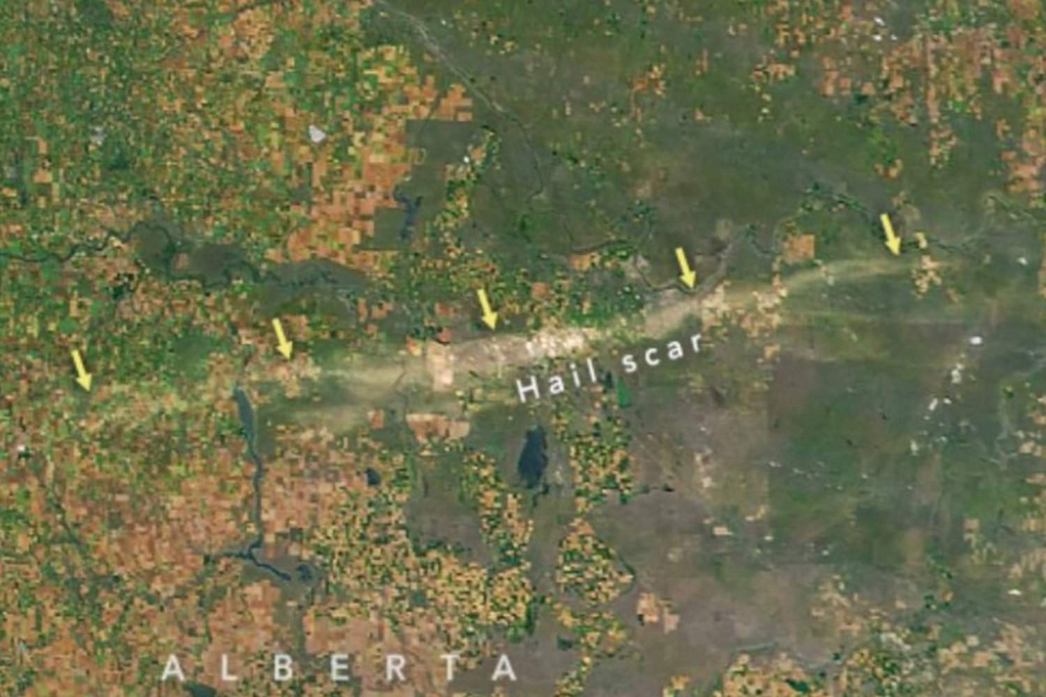 Canadá: un granizo “cicatriz” de 200 km visible desde el espacio