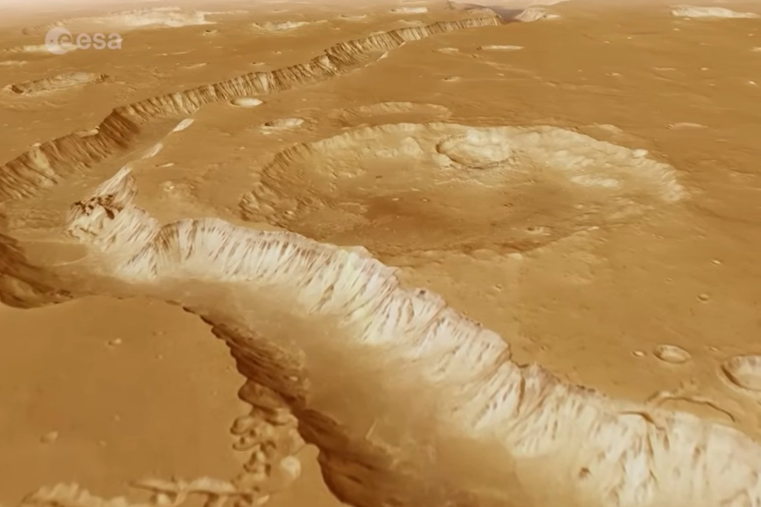 Revelan imágenes inéditas en 3D que exponen huellas de antiguos océanos marcianos. La ESA reconstruye cómo el agua cambió Marte para siempre