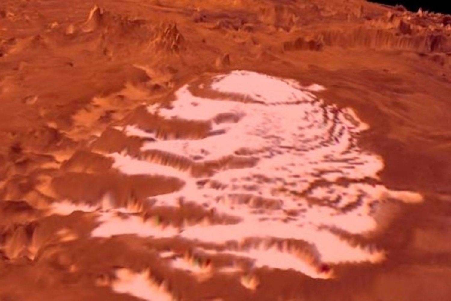Fuego, ácido y una nevada planetaria: así nació el hielo escondido bajo el ecuador de Marte