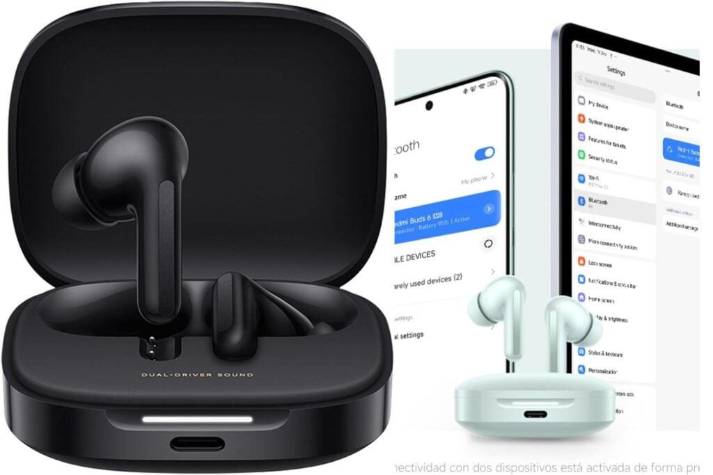 XIAOMI Redmi Buds 6 - Auriculares inalámbrico, cancelación de Ruido, Ligero, 10 Horas de autonomía y 42 Horas con el Estuche de Carga, Bluetooth, Negro (Versión ES)