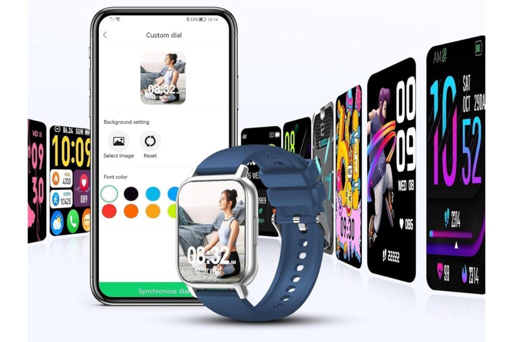 Reloj Inteligente Hombre Mujer, 1.95" Smartwatch con Llamadas Bluetooth y Notificación, 110+ Modos Deportivos Pulsera, Pulsómetro/Podómetro/Monitor de Sueño, Impermeable IP68 para Android iOS, Azul