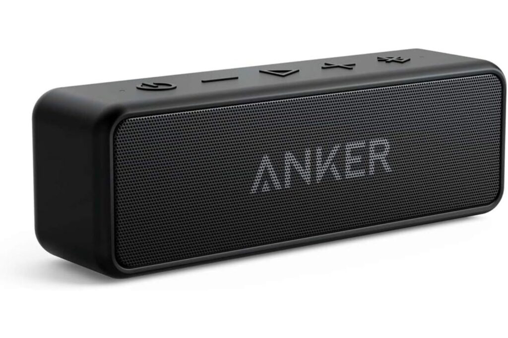 Soundcore Anker 2 Altavoz Bluetooth Portátil con Sonido Estéreo de 12 W, BassUp, IPX7 Resistente al Agua, 24 Horas Reproducción, Emparejamiento Estéreo Inalámbrico, para hogar, Exterior y Viaje