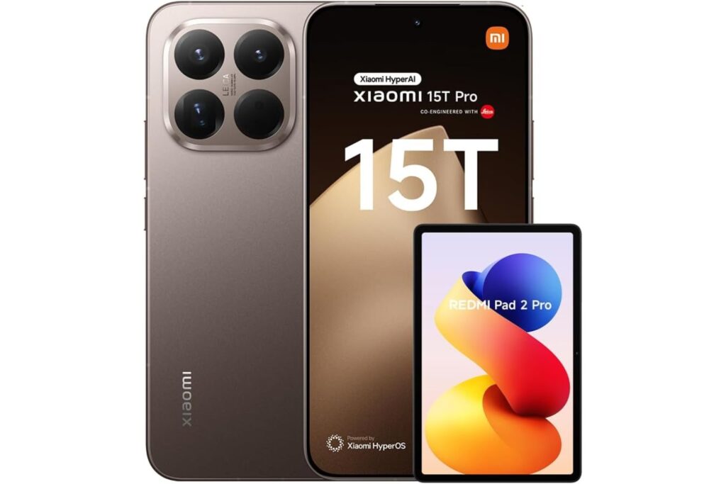 Xiaomi 15T Pro - Smartphone de 12+512GB, Lentes óptica Leica Summilux, Pantalla Eye Care de 6,83" 144 Hz, HyperCharge de 90W, Cargador no Incluido, Mocha Gold (Versión ES) + REDMI Pad 2 Pro