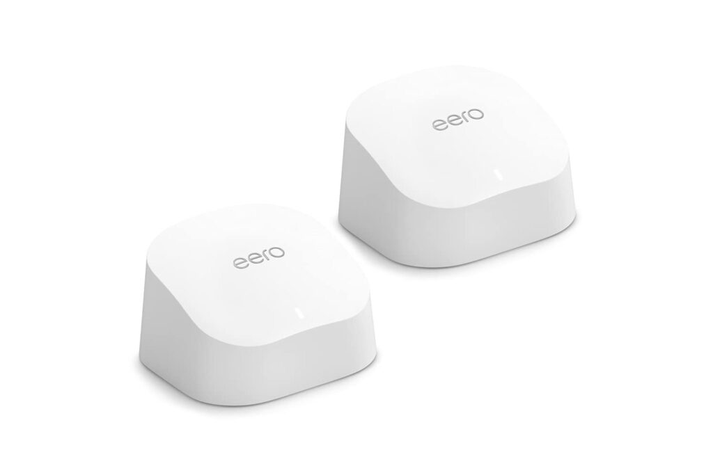 Router wifi de malla eero 6 de Amazon | Con Ethernet de 500 Mb/s, 280 m2 de cobertura y capacidad para conectar más de 75 dispositivos | pack de 2, modelo de 2021