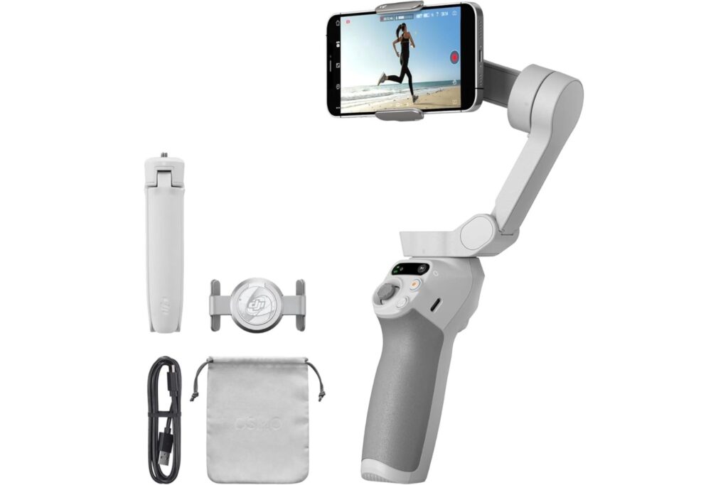 DJI, Estabilizador inteligente Osmo Mobile SE en tres ejes para teléfonos, portátil y plegable, brazo extensible integrado, para Android y iPhone con ShotGuides, para videoblogs, YouTube y TikTok