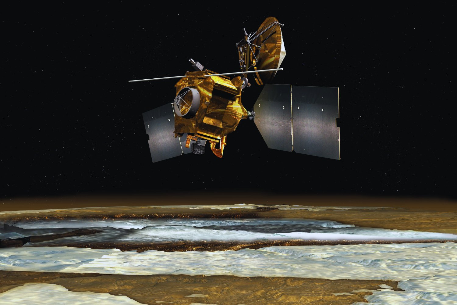El orbitador de la NASA arroja nueva luz sobre un misterio marciano de 20 años. La señal que parecía un lago subterráneo ahora apunta a roca y polvo bajo 1.500 metros de hielo