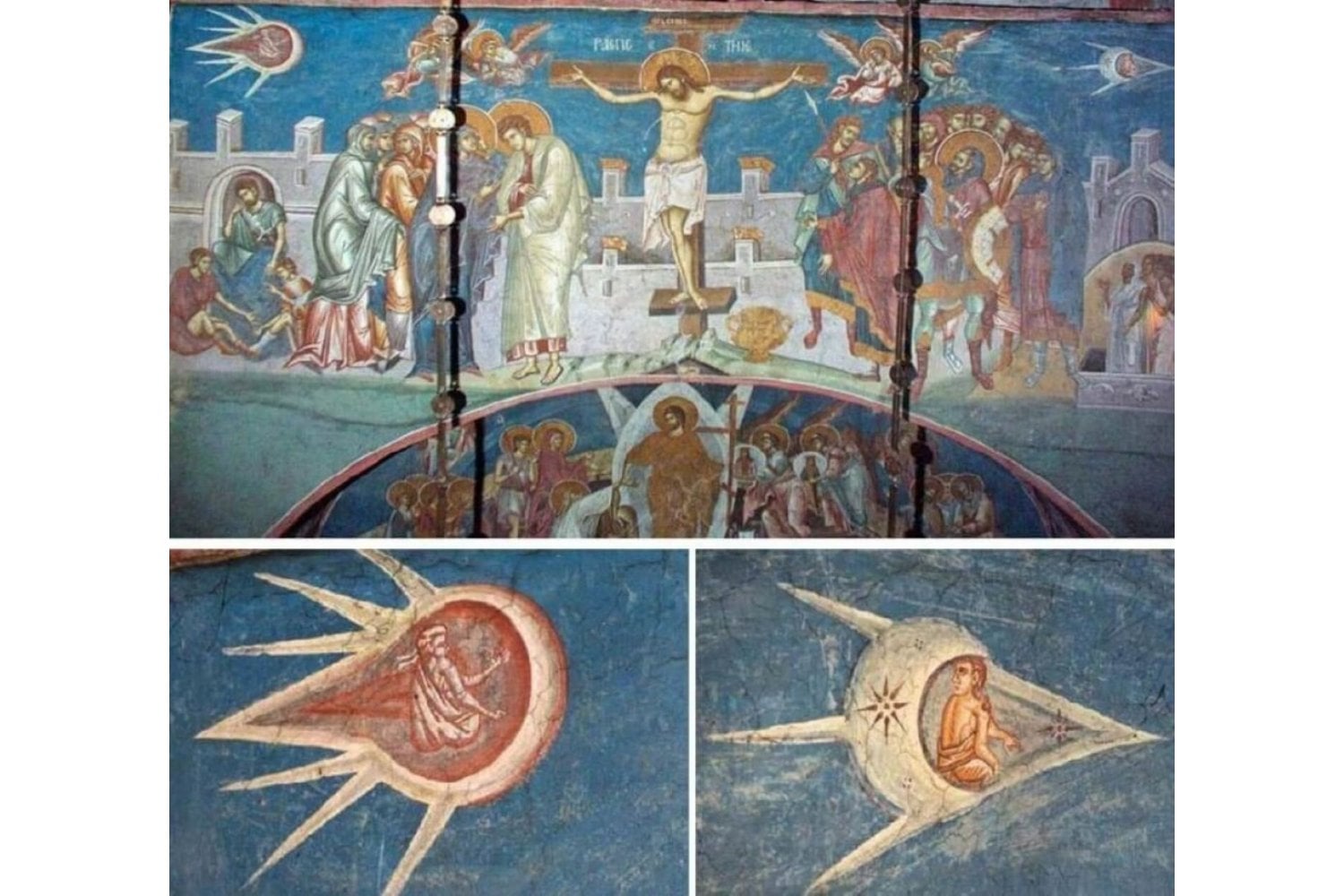 Una Crucifixión medieval revela dos figuras en el cielo casi iguales a 3I/ATLAS. Un detalle de 1350 que nadie puede explicar del todo