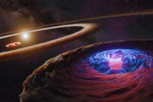 Esta es la primera imagen de un planeta “bebé” orbitando a su estrella. Un coloso de gas se abre paso entre anillos de polvo a 437 años luz de la Tierra.