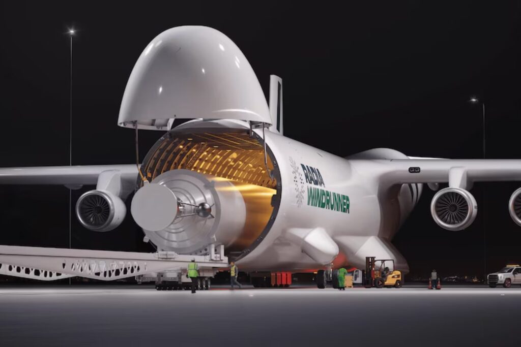 El avión más grande que jamás se ha diseñado no llevará pasajeros: trasladará palas eólicas de 105 metros para impulsar la energía del futuro