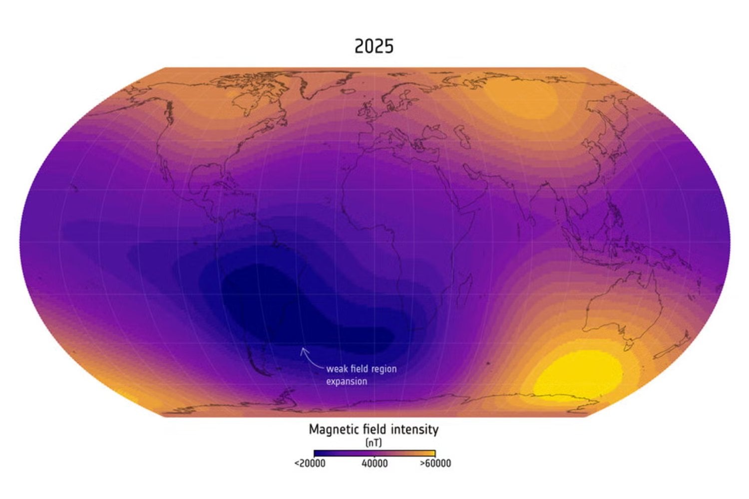 El escudo invisible de la Tierra muestra grietas. Los científicos advierten que una anomalía magnética se expande bajo el Atlántico