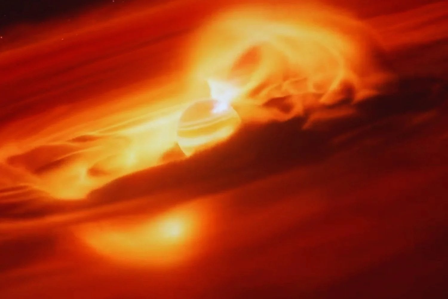 Un planeta que vaga solo por el espacio está devorando materia a un ritmo récord. Cada segundo engulle miles de millones de toneladas como si fuera una estrella bebé
