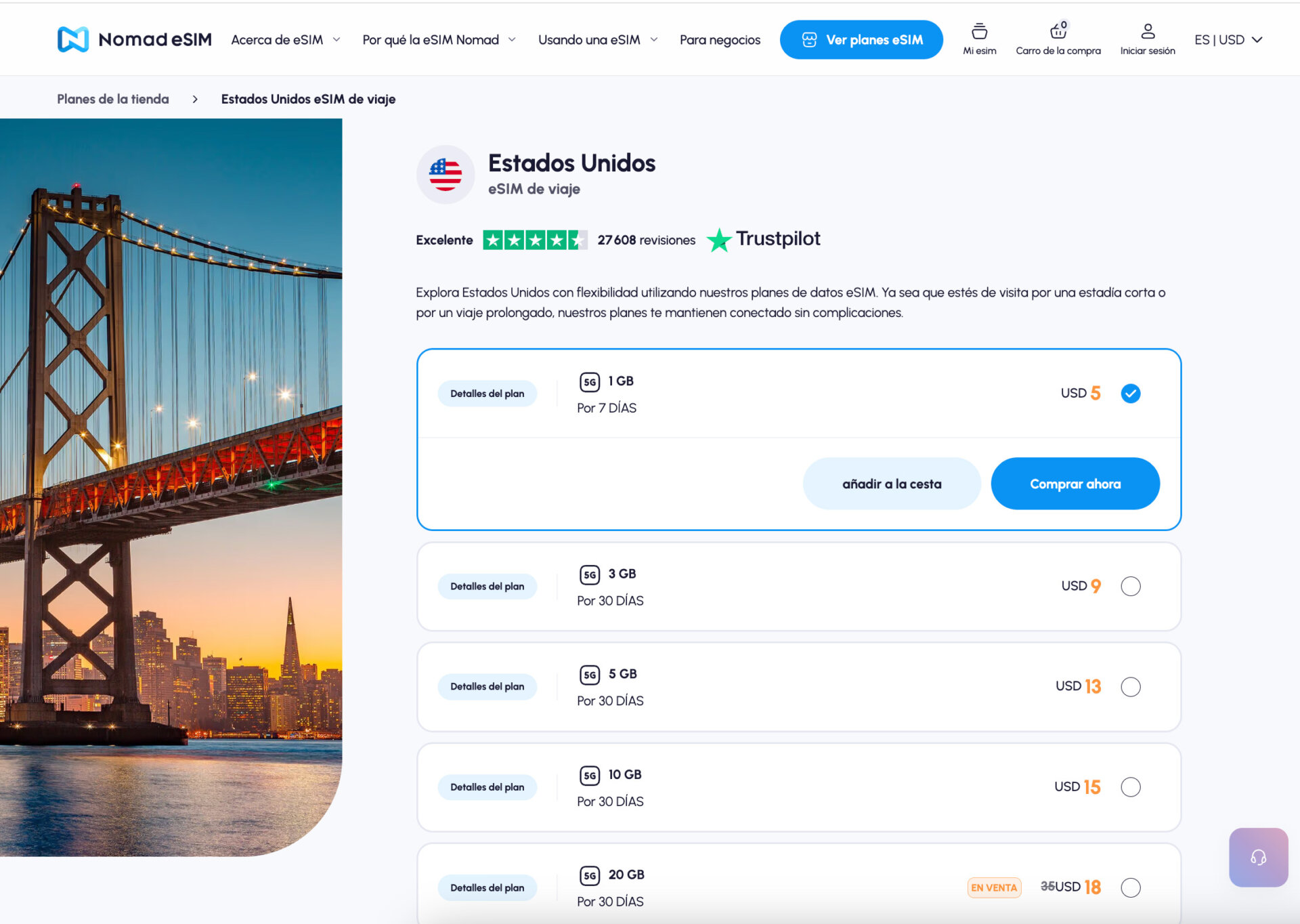 Nomad Esim Estados Unidos