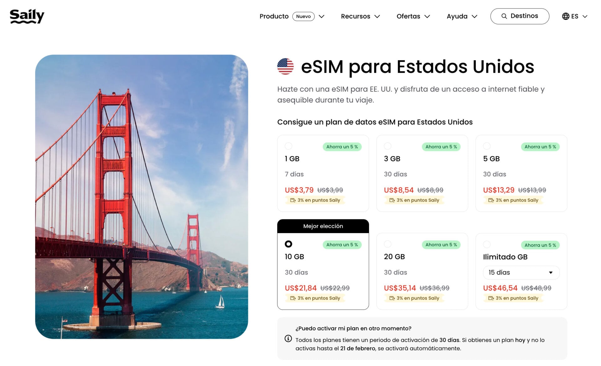 Saily Esim Estados Unidos