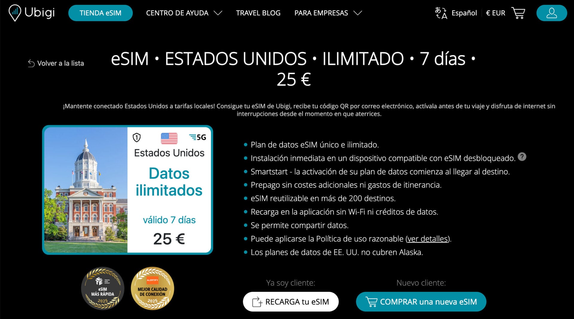 Ubigi Esim Estados Unidos