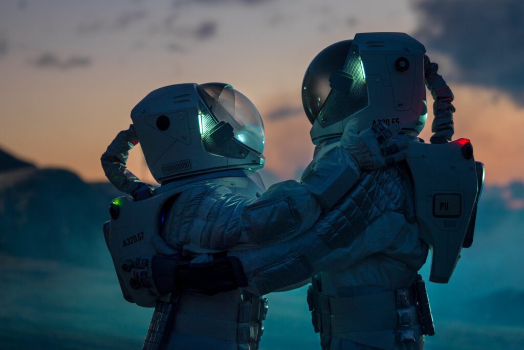 Astronautas Abrazandose
