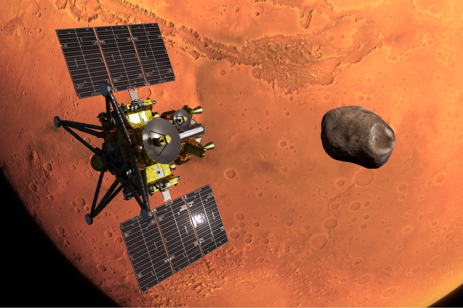 Japón prepara una misión para aterrizar en Phobos y traer muestras a la Tierra. Esos pequeños granos podrían contener fragmentos del Marte primitivo y ayudar a resolver el origen de sus misteriosas lunas