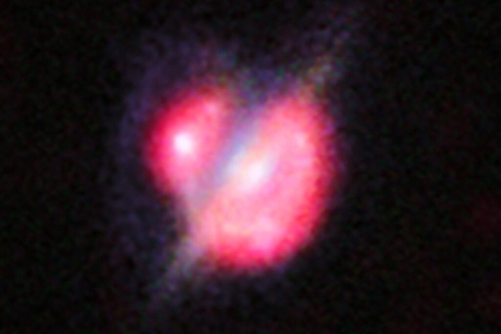 Detectan un láser cósmico a 8.000 millones de años luz. La señal amplificada por una lente gravitacional revela cómo colisionaban galaxias cuando el universo tenía la mitad de su edad