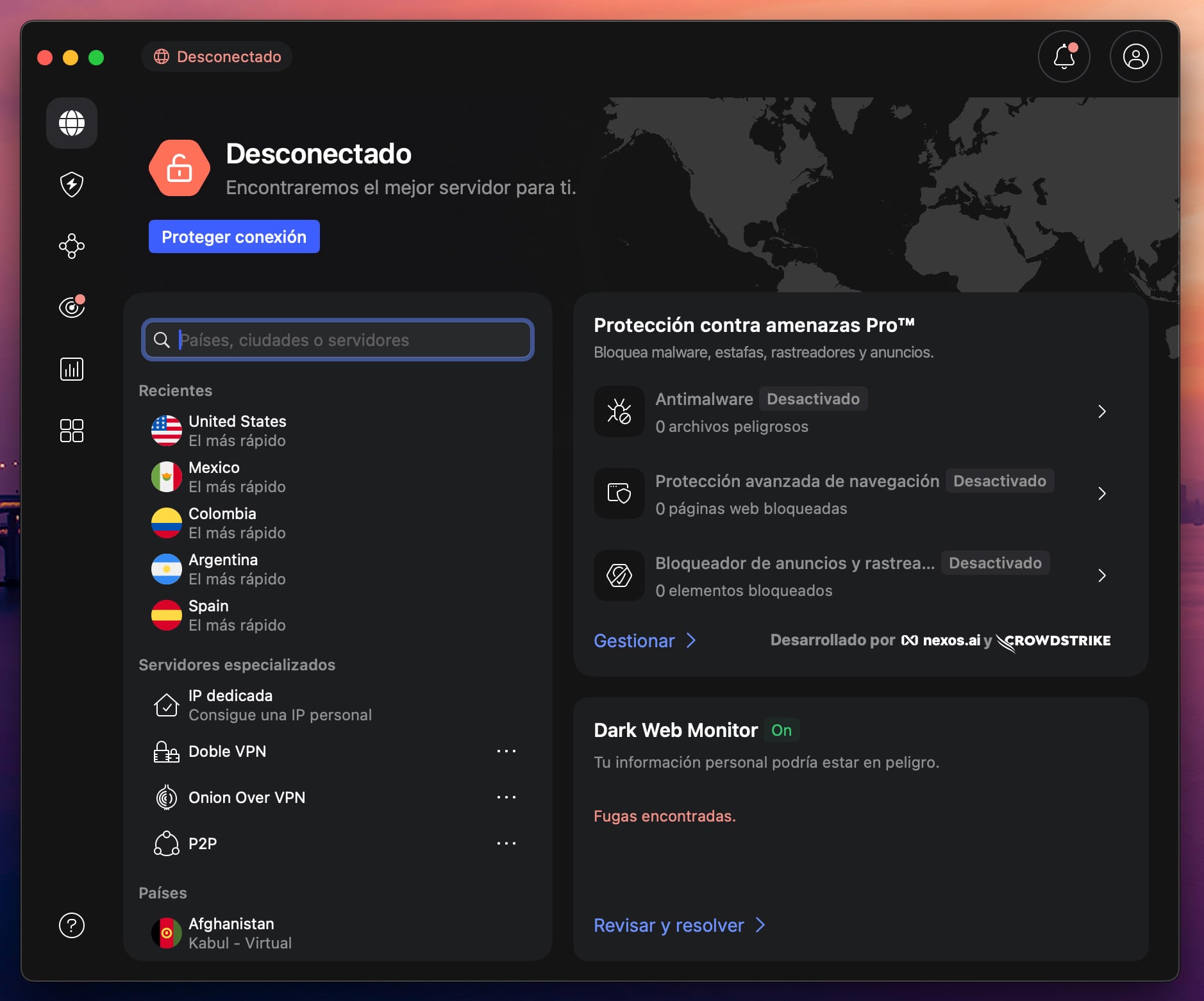 NordVPN desconectado