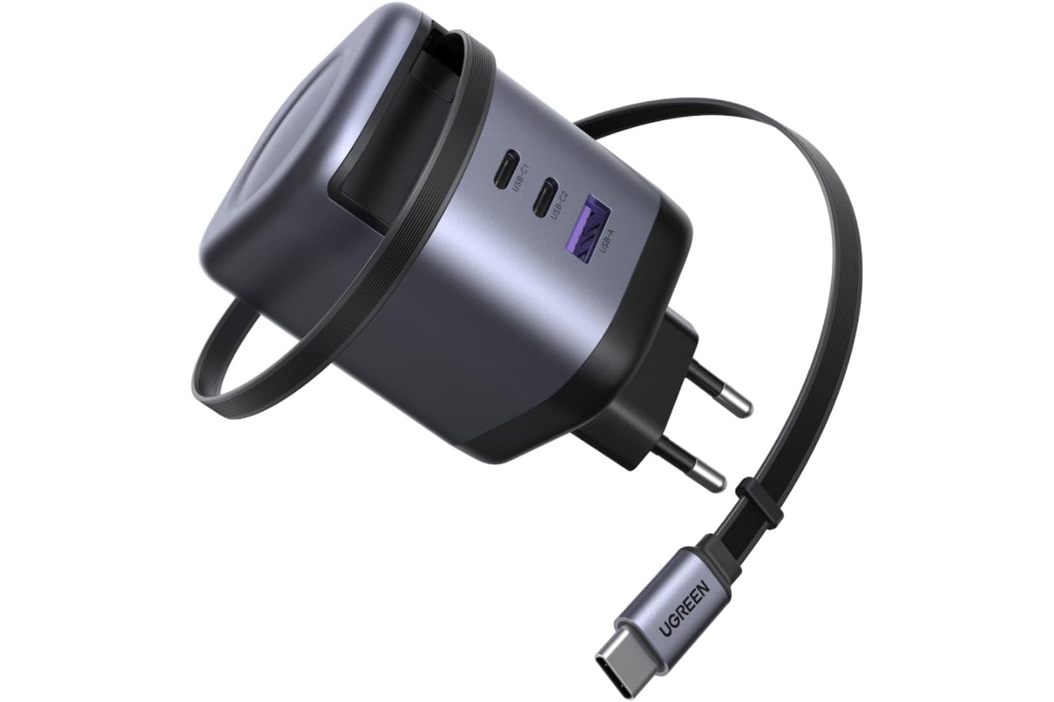 UGREEN Nexode GAN USB C Charger with Retractable Cable 100W