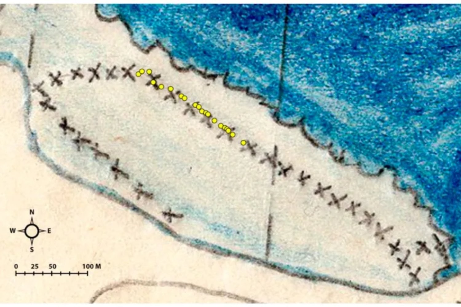 Un mapa dibujado a mano en plena Segunda Guerra Mundial permitió reconstruir el campo de batalla sumergido de Guam. Los cráteres de las explosiones siguen intactos bajo el Pacífico 80 años después