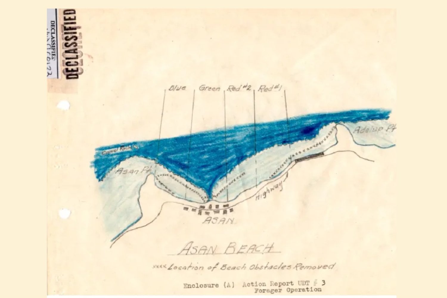 Un mapa dibujado a mano en plena Segunda Guerra Mundial permitió reconstruir el campo de batalla sumergido de Guam. Los cráteres de las explosiones siguen intactos bajo el Pacífico 80 años después
