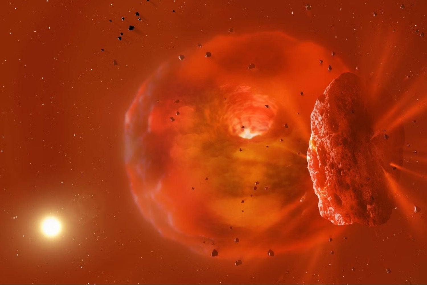 Una estrella comenzó a comportarse de forma extraña y los astrónomos creen haber visto algo nunca observado directamente: la posible colisión de dos planetas gigantes en otro sistema solar
