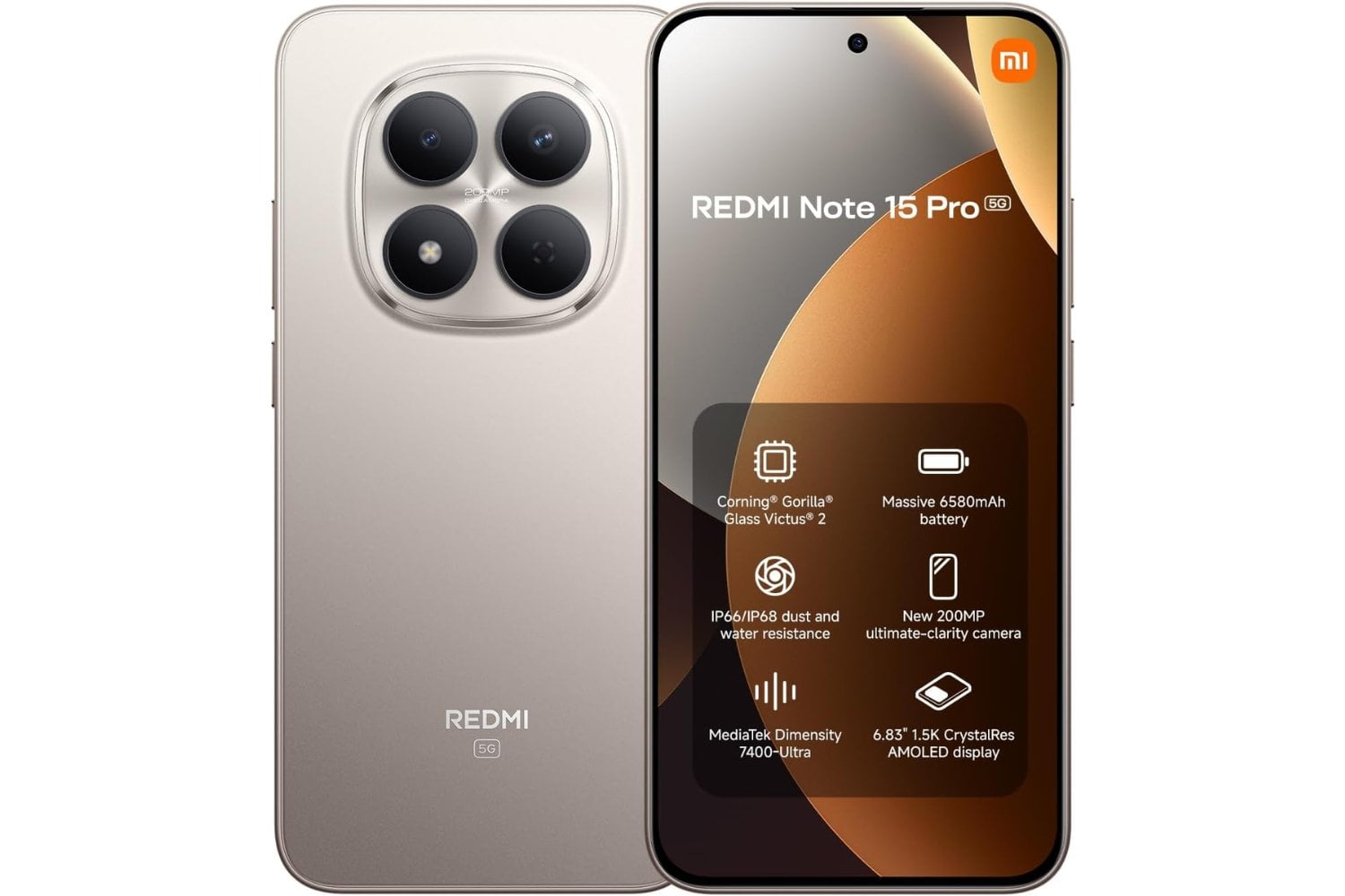 Redmi Note 15 Pro 5G 8+256 Titanium (power adapter not included)