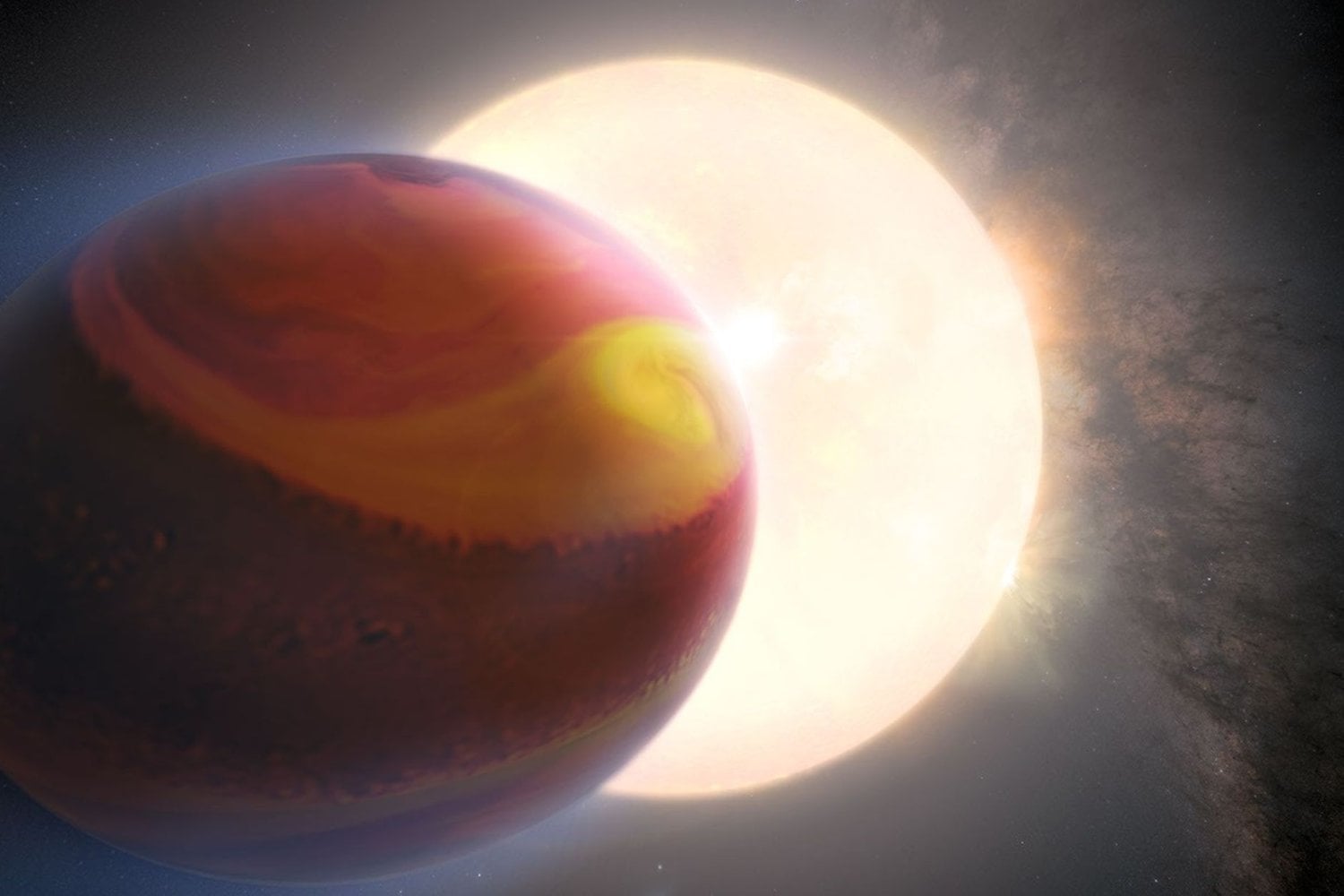 El James Webb logró observar cómo cambia la atmósfera de un planeta mientras gira frente a su estrella. WASP-121b tiene un atardecer abrasador, agua que se desintegra y posibles lluvias de minerales en su cara nocturna