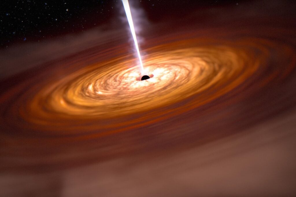 Astrónomos detectaron un viento cósmico que viaja al 30% de la velocidad de la luz desde el cuásar J2318. La señal ultravioleta desafía los modelos que explican cómo los agujeros negros empujan materia sin destruirla
