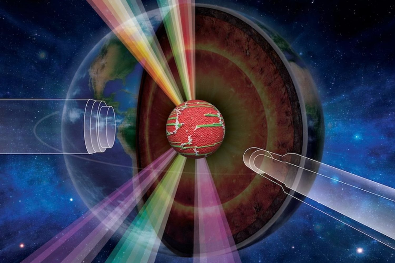 El corazón de la Tierra dejó de ser completamente inaccesible por unos nanosegundos. Científicos recrearon presiones de millones de atmósferas y midieron por primera vez cómo se deforma el hierro del núcleo interno