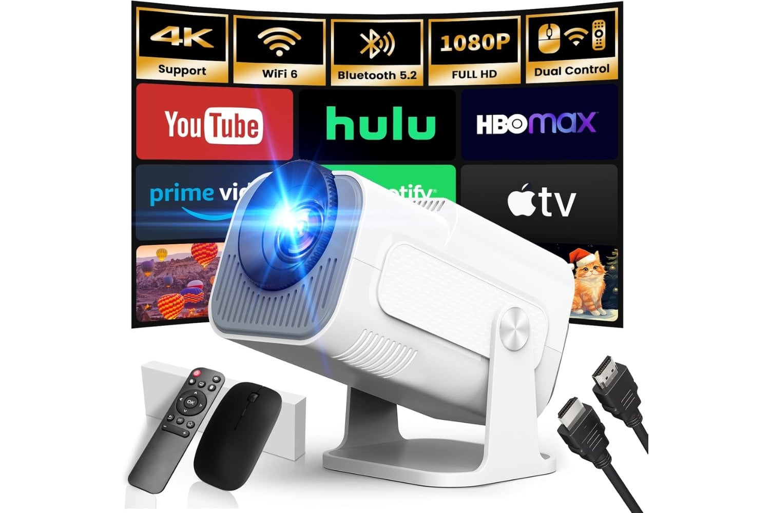 [Built-in App] 2026 Upgraded Portable Projector