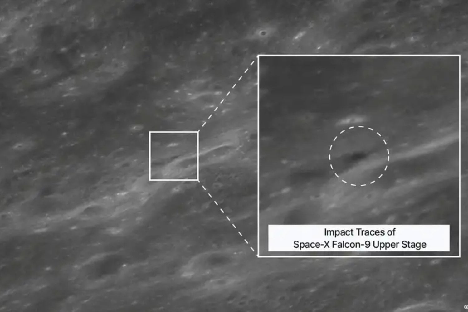 Una etapa de Falcon 9 pasó más de un año y medio vagando entre la Tierra y la Luna. Su choque a 8.700 km/h ha terminado convertido en un experimento que nadie planeó