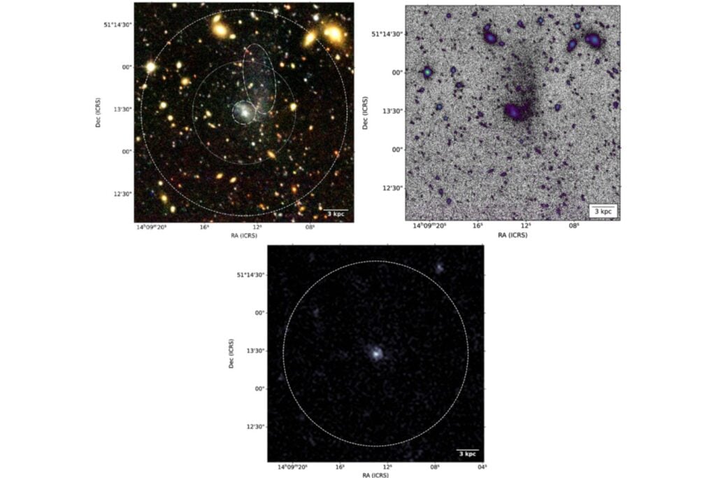 Hubble encontró una cinta de estrellas casi invisible a 115 millones de años luz. Ese diminuto hilo cósmico puede revelar por primera vez cómo se esconde la materia oscura dentro de otra galaxia
