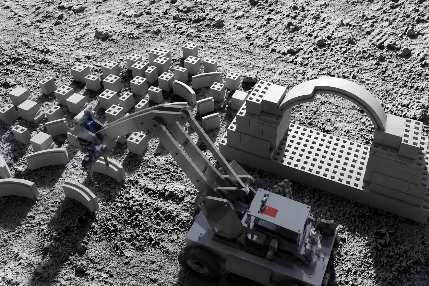 China prepara robots y una impresora 3D para construir con polvo lunar su futura base en la Luna