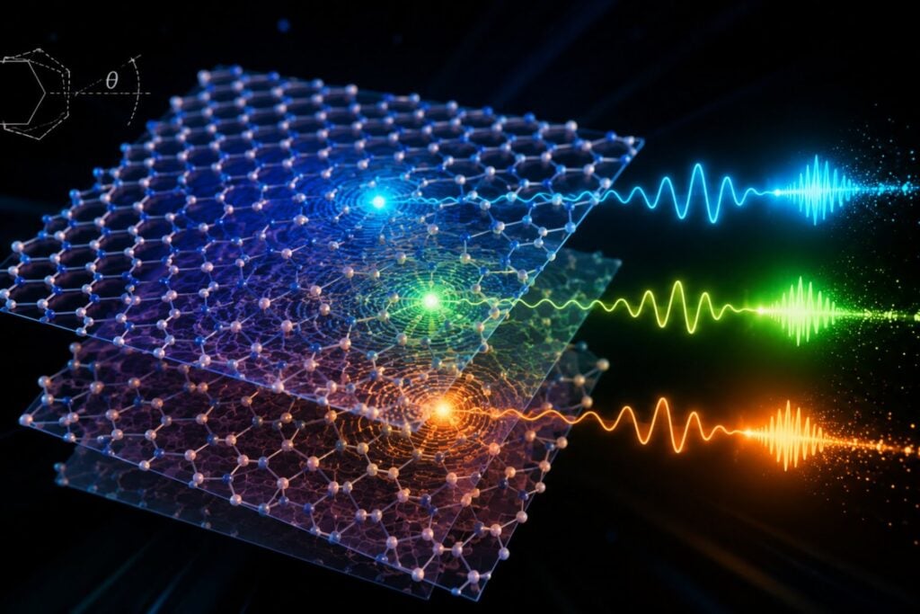 Científicos descubren que torcer un material de apenas unas capas cambia la luz cuántica