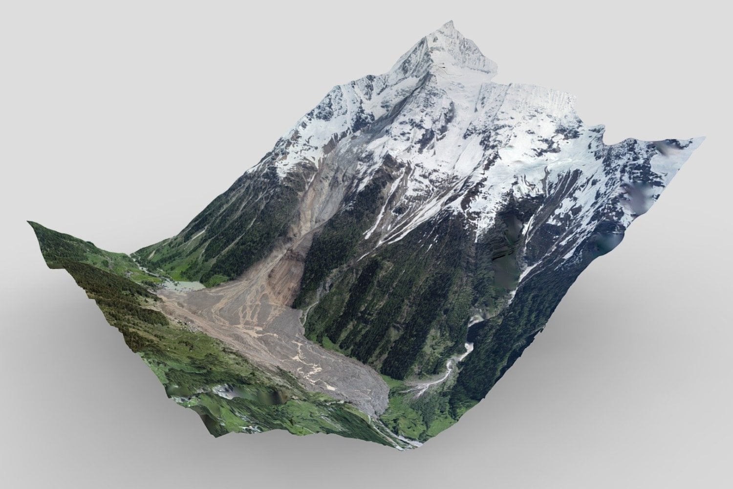 Un glaciar cargado con millones de toneladas de roca se derrumbó sobre un pueblo de Suiza. La avalancha fue tan brutal que transformó el valle y los satélites captaron el antes y el después