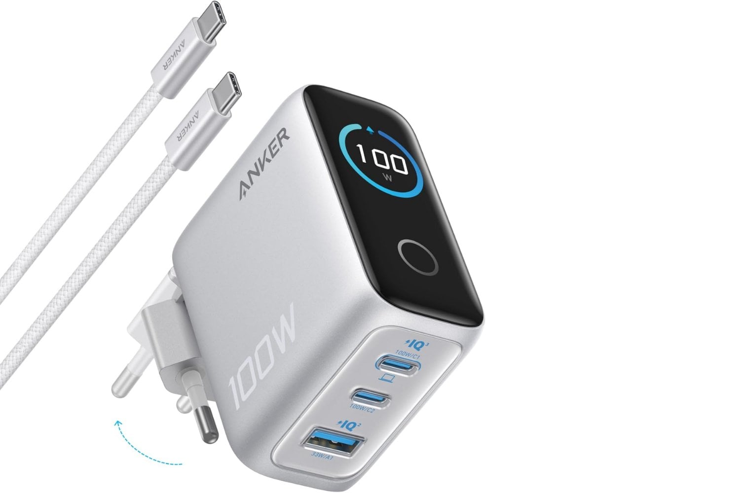 Anker 100W USB-C Fast Charger with 3 GAN Ports
