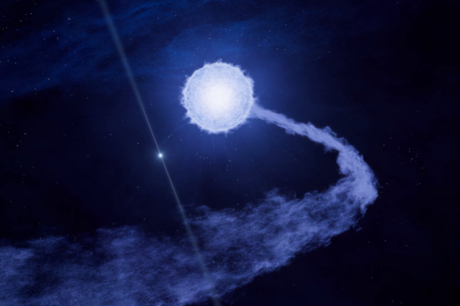 Un púlsar captura el viento estelar de una hipergigante azul a 13.000 años luz