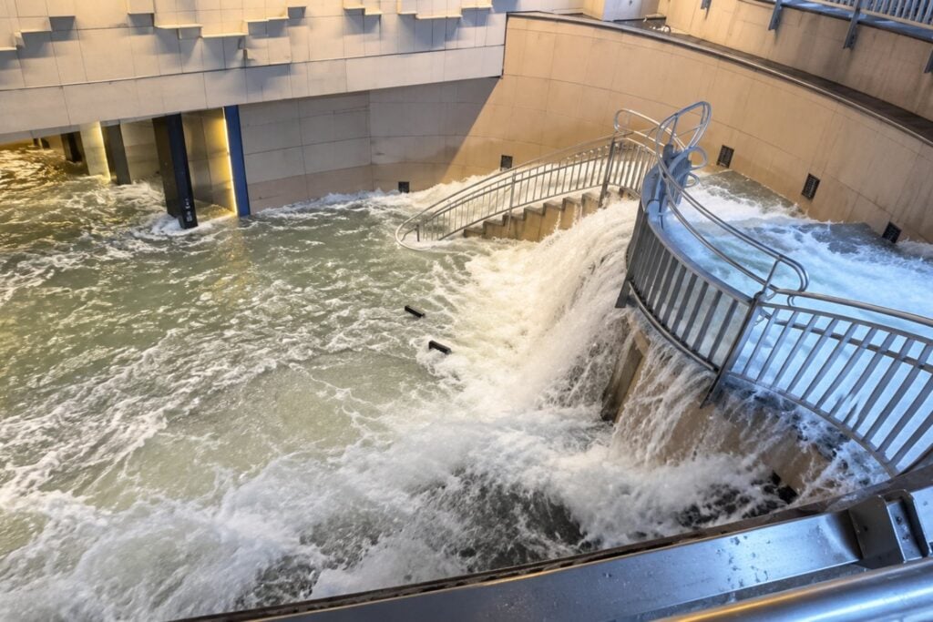 “Géiseres urbanos” en Japón: las lluvias torrenciales hicieron brotar agua de las alcantarillas de Nagoya