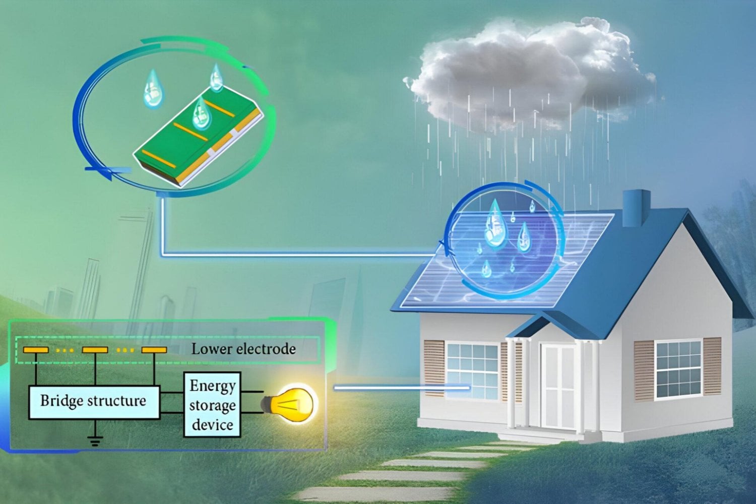 China desarrolla paneles capaces de generar electricidad con la lluvia. Su tecnología aprovecha las gotas de agua y alcanza picos de 200 vatios por metro cuadrado