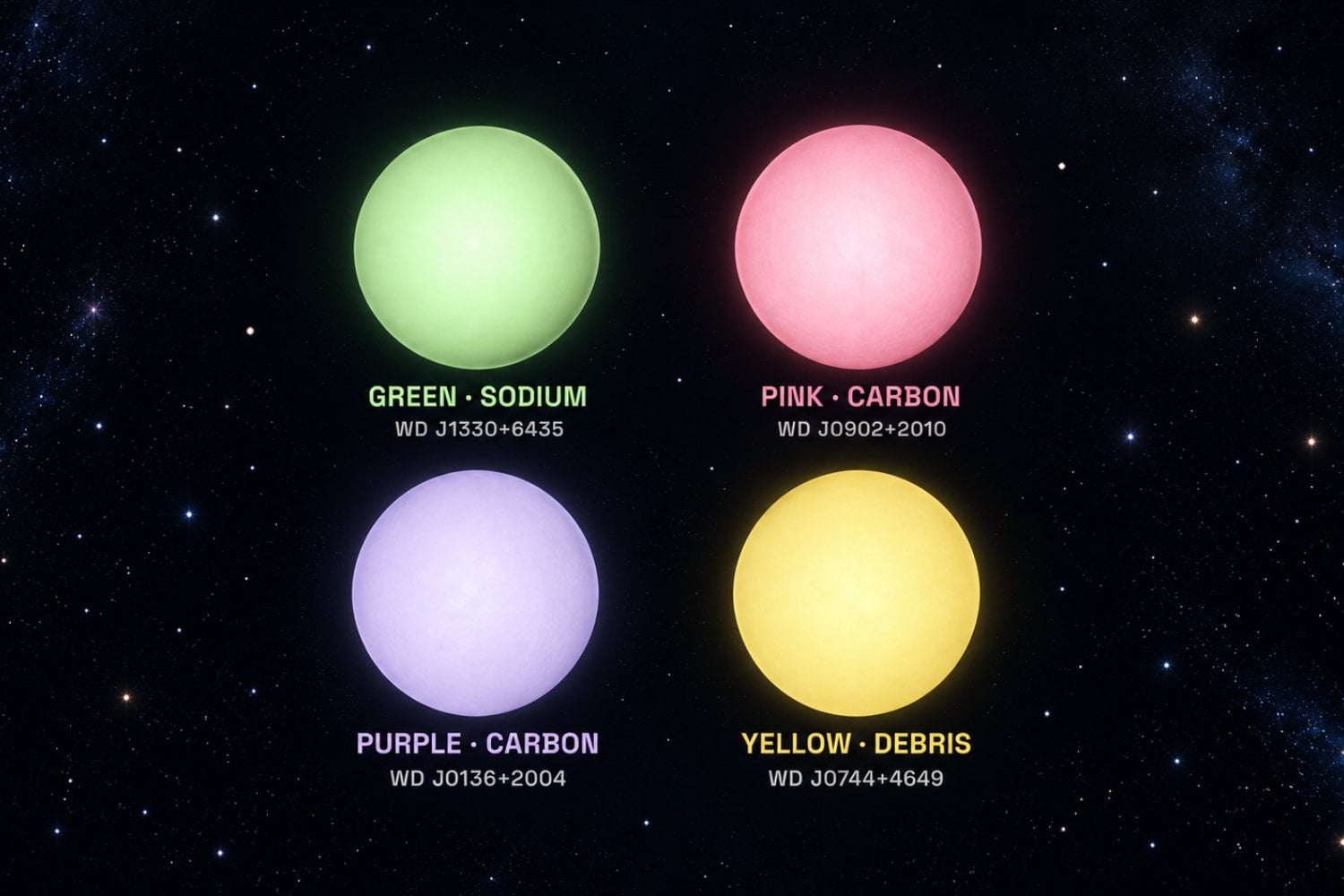 Astrónomos descubren que las enanas blancas pueden ser verdes, rosas y moradas: un hallazgo que cambia lo que sabíamos sobre las estrellas