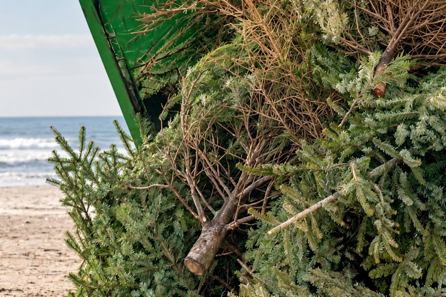 Enterraron 20.000 árboles de Navidad en una playa y lograron crear una barrera natural contra las tormentas